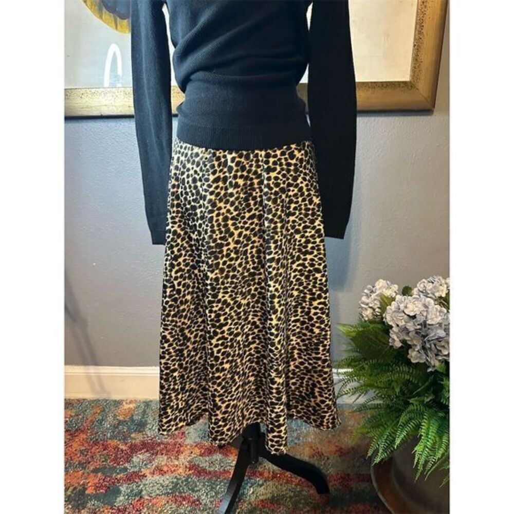 J. Crew Women's small Animal Print A-Line Midi Skirt Elastic Waist Casual